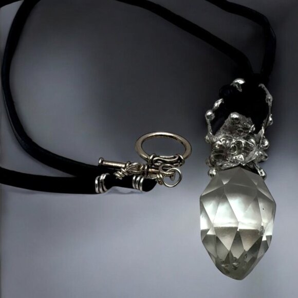 Unique Handcrafted Silver & Crystal Perfume Bottle Topper Pendant Necklace - Picture 9 of 16